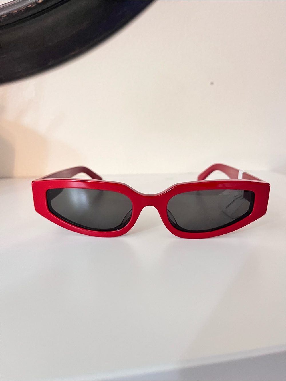 Celine Red Slim Cat-Eye Sunglasses with Dark Lenses